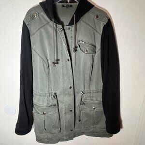 Torrid Gray Jacket with Contrasting Black Hood and Sleeves- Size 2 (18/20)